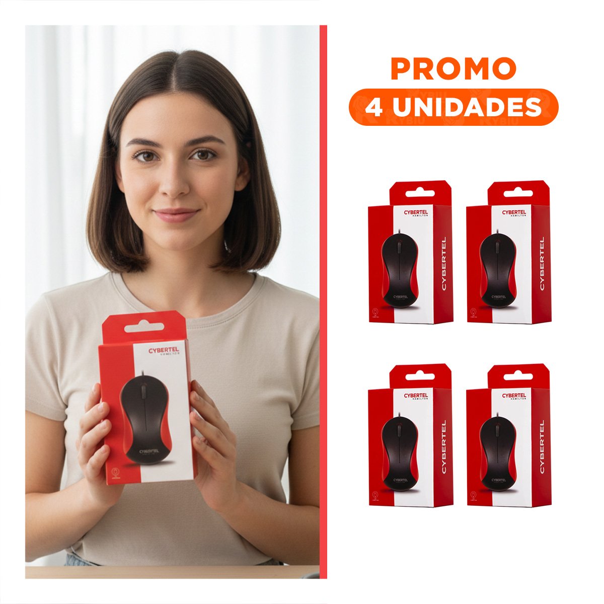 PACK4 DISPOSITIVO CYBERTEL ROJO Y NEGRO CON DISENO ERGONOMICO Y+REGALO STICKER - 1