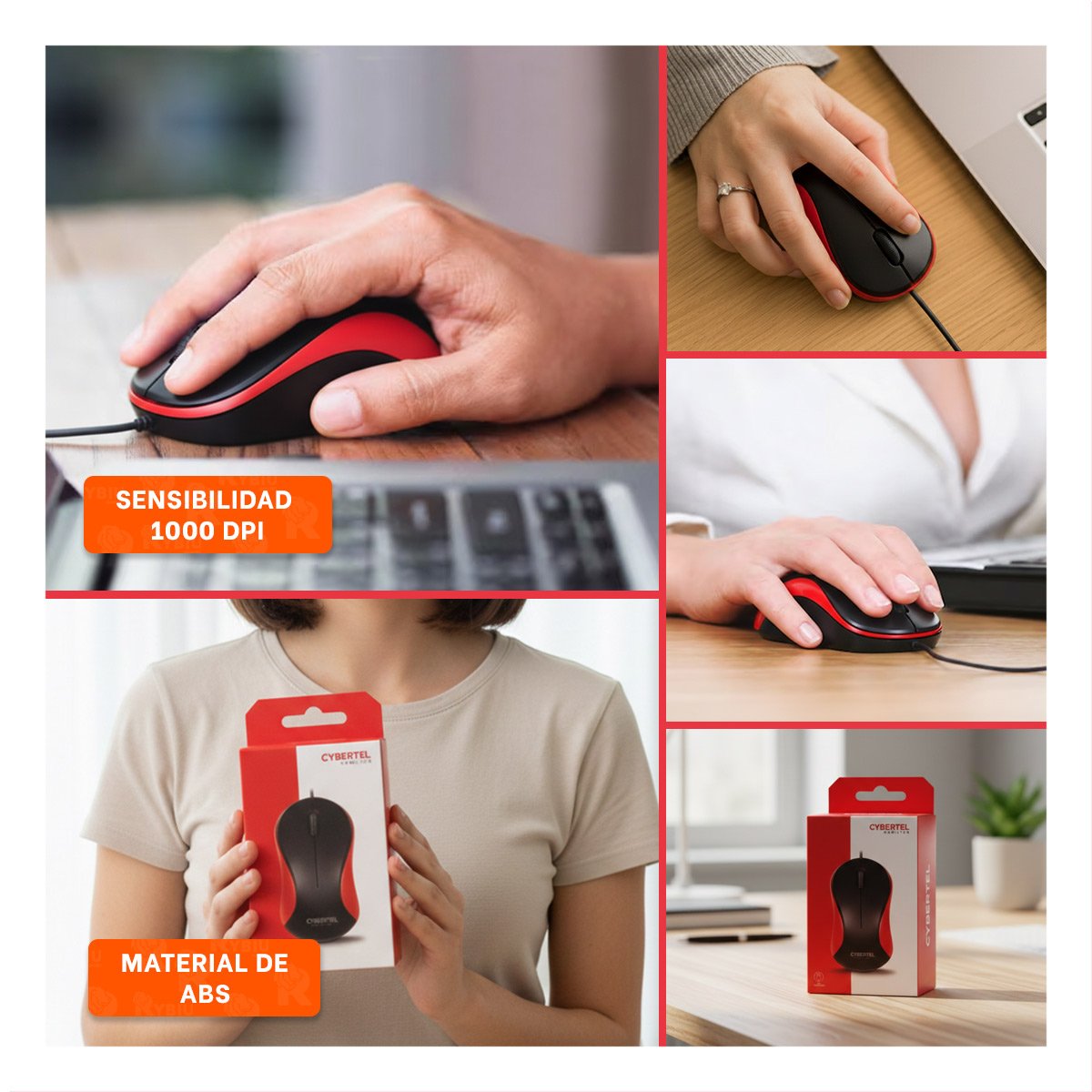 PACK4 DISPOSITIVO CYBERTEL ROJO Y NEGRO CON DISENO ERGONOMICO Y+REGALO STICKER - 2