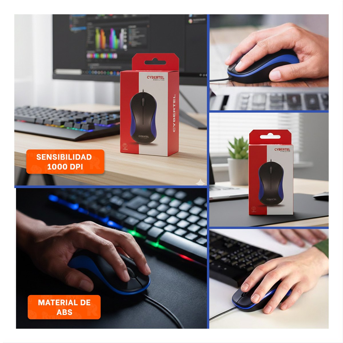 CONTROLADOR CYBERTEL AZUL Y NEGRO GAMER CON PRECISION MEJORADA - 5