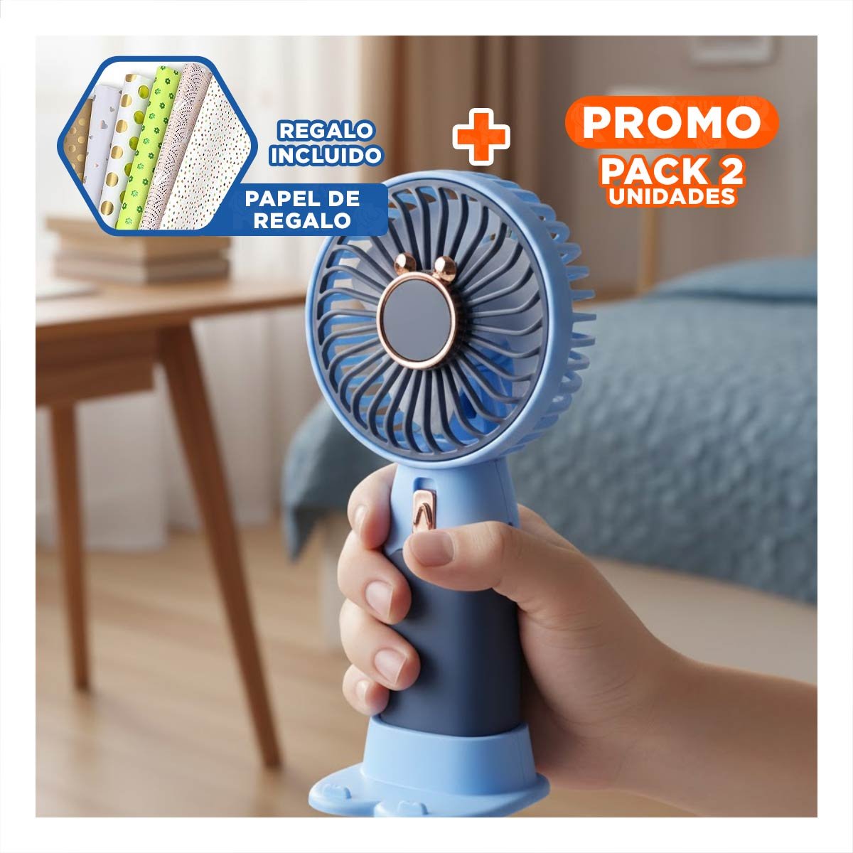 PACK2 REFRIGERADOR RECARGABLE PORTATIL CON OREJITAS VANGUARDISTA FIRME Y+PAPEL REGALO - 1