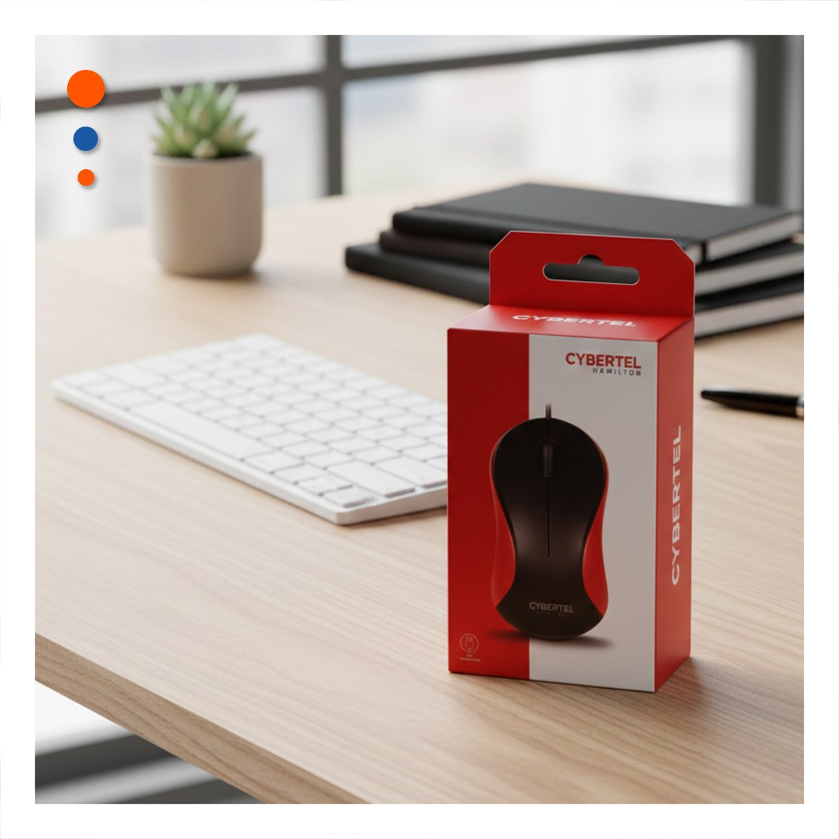 PACK4 MOUSE CYBERTEL ROJO Y NEGRO CON SENSOR OPTICO Y CABLE LARGO - 2