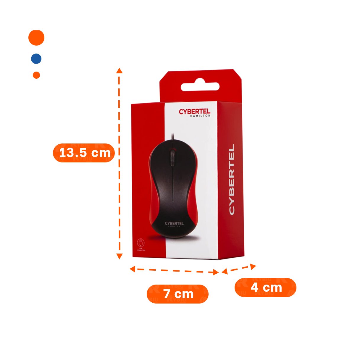 PACK4 MOUSE CYBERTEL ROJO Y NEGRO CON SENSOR OPTICO Y CABLE LARGO - 4