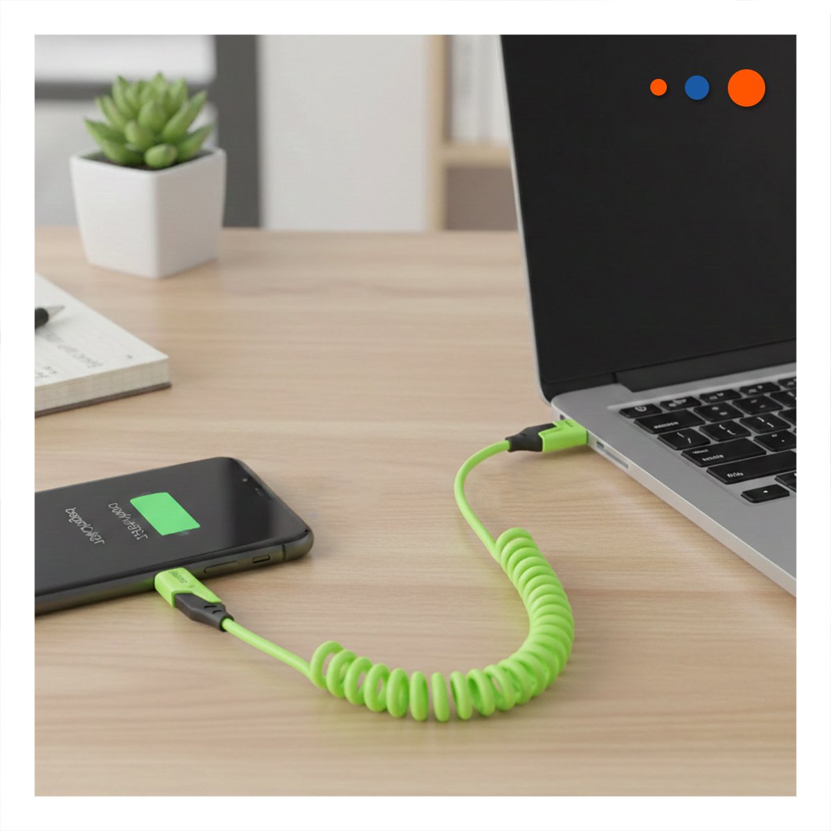 PACK12 CONECTOR RESORTE 4 EN 1 USB C 1,5M VERDE CONECTOR DE CARGA Y+PAPEL REGALO - 5