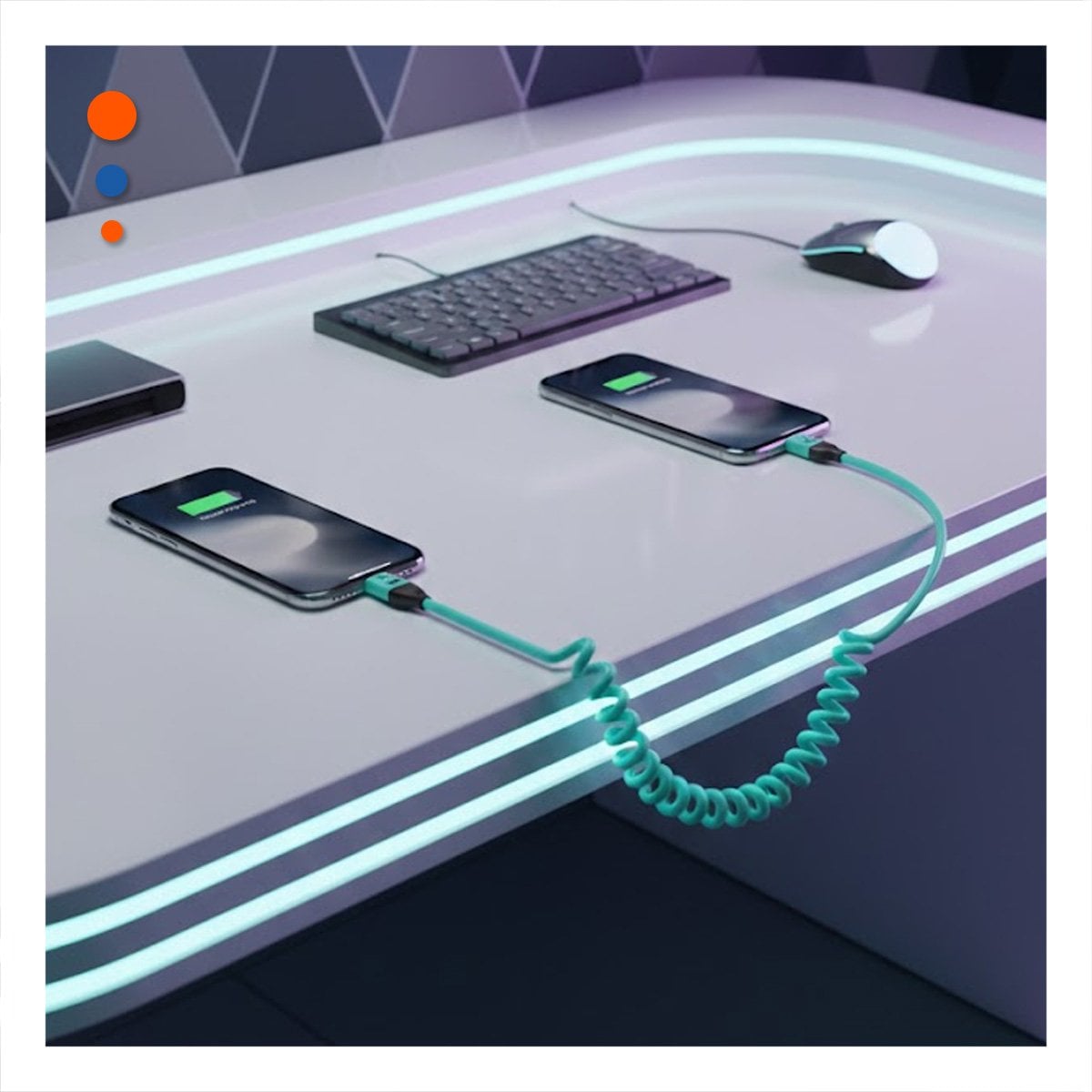 CORDON RESORTE 4 EN 1 USB C 1,5M CELESTE ACCESORIO DE ENERGIA PARA CELULAR Y+POST IT - 3