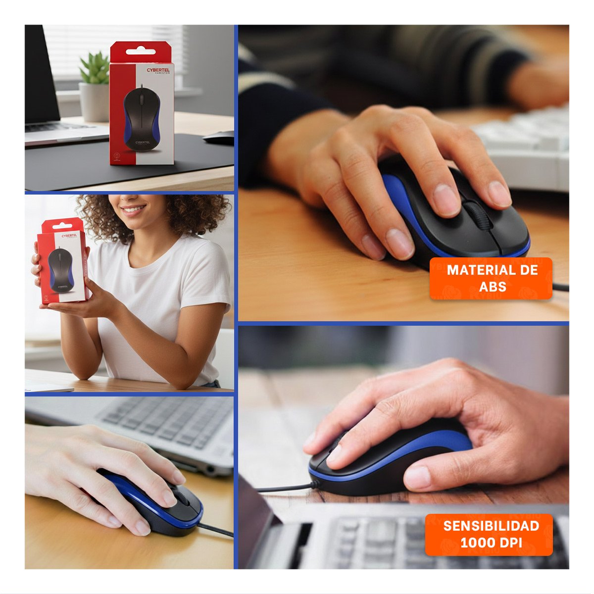PACK6 CONTROLADOR CYBERTEL AZUL Y NEGRO USB PARA OFICINA Y HOGAR Y+PAPEL REGALO - 3