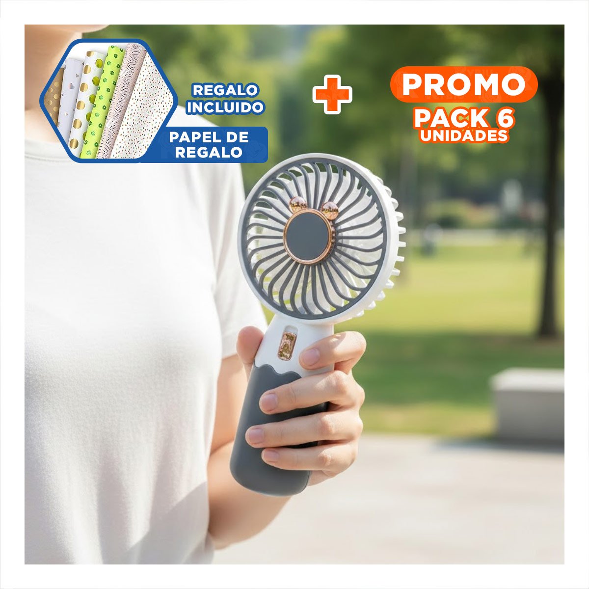 PACK6 CIRCULADOR SOLAR CON OREJITAS PORTATIL RECARGABLE RAPIDO EFICIENTE Y+PAPEL REGALO - 1