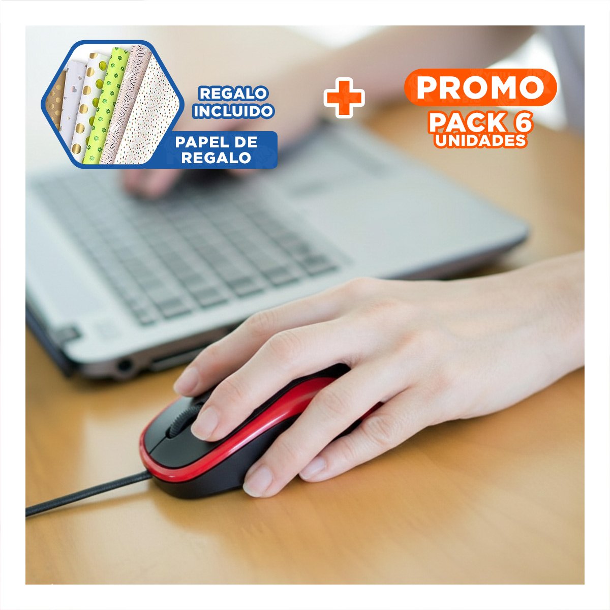 PACK6 CONTROLADOR CYBERTEL ROJO Y NEGRO GAMER CON PRECISION MEJORADA Y+PAPEL REGALO - 1