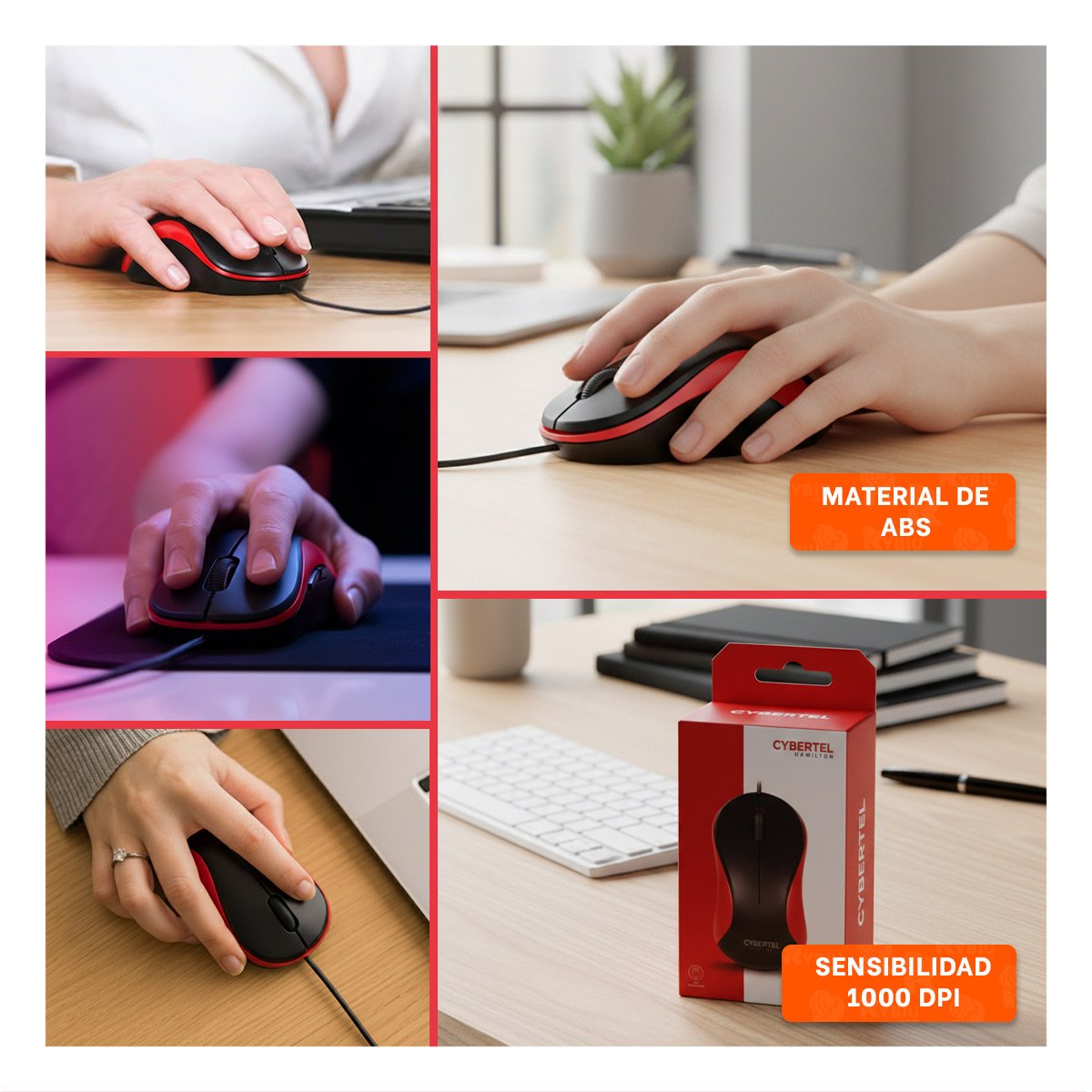 PACK6 CONTROLADOR CYBERTEL ROJO Y NEGRO GAMER CON PRECISION MEJORADA Y+PAPEL REGALO - 3