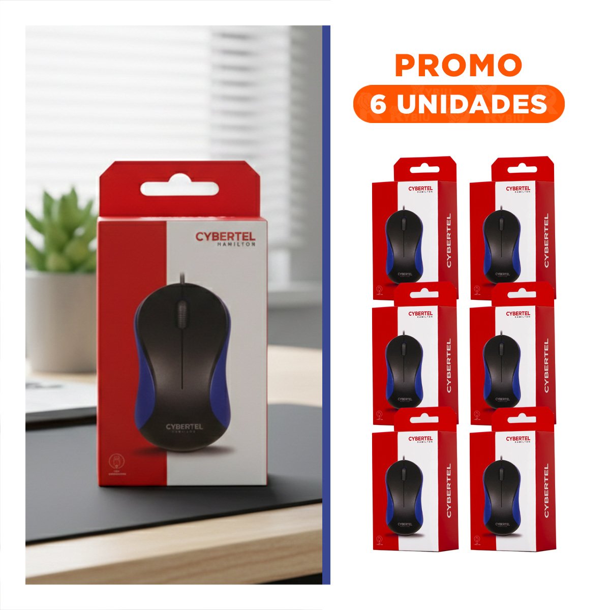 PACK6 ACCESORIO CYBERTEL AZUL Y NEGRO CON CABLE FLEXIBLE - 1
