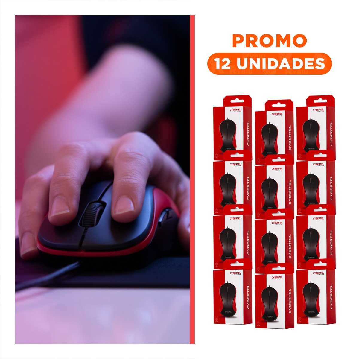 PACK12 ACCESORIO CYBERTEL ROJO Y NEGRO CON SENSOR PRECISO Y+REGALO STICKER - 1