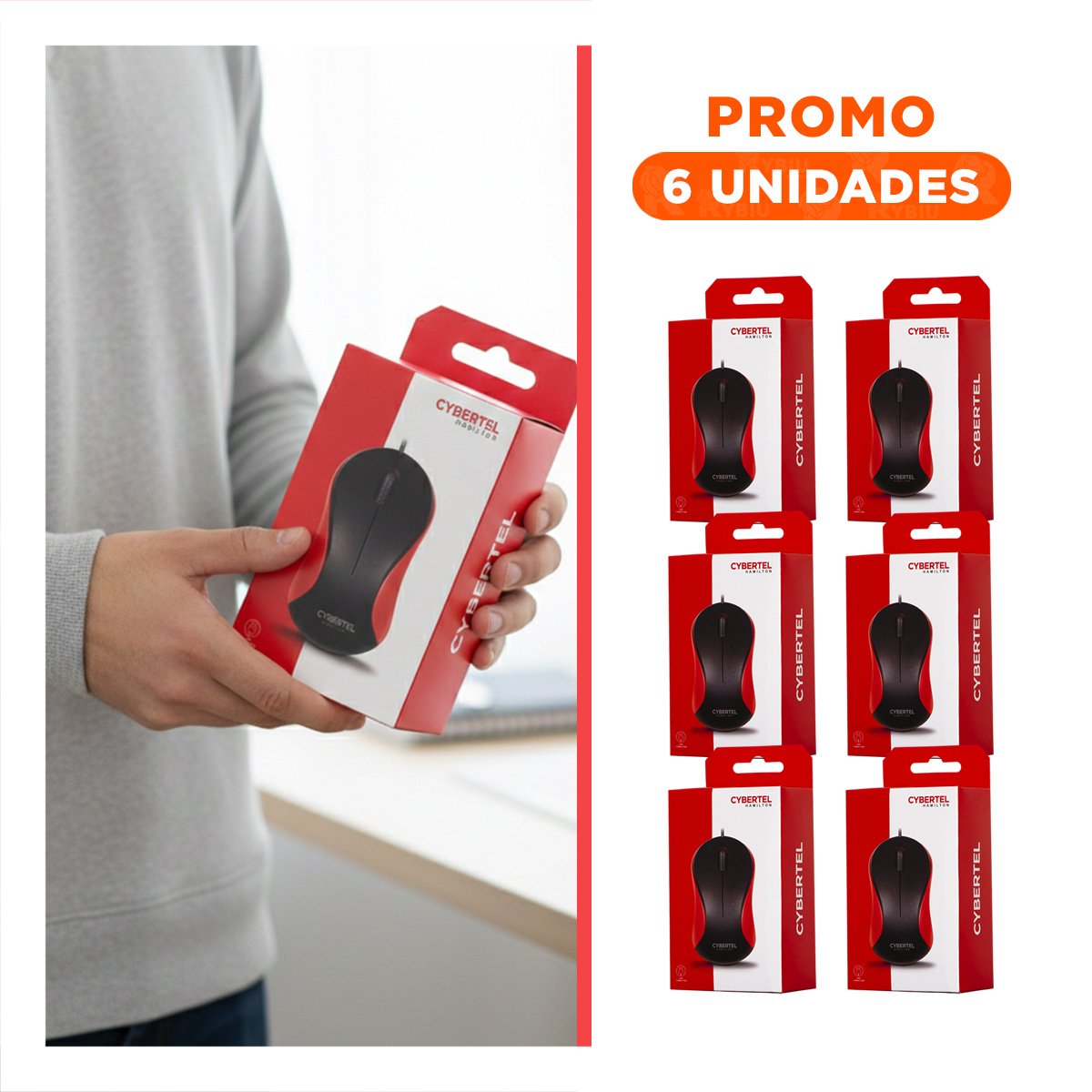 PACK6 ACCESORIO CYBERTEL ROJO Y NEGRO USB CON MOVIMIENTO SUAVE - 1