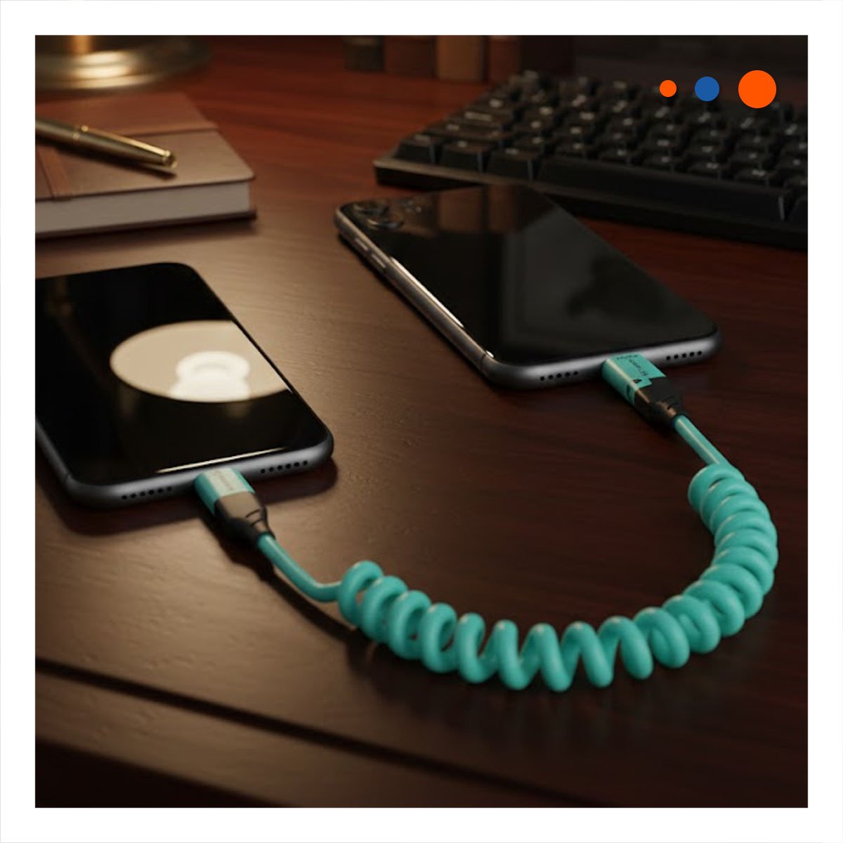PACK2 ADAPTADOR RESORTE 4 EN 1 USB C 1,5M CELESTE CABLE DE CONEXION Y+REGALO STICKER - 3
