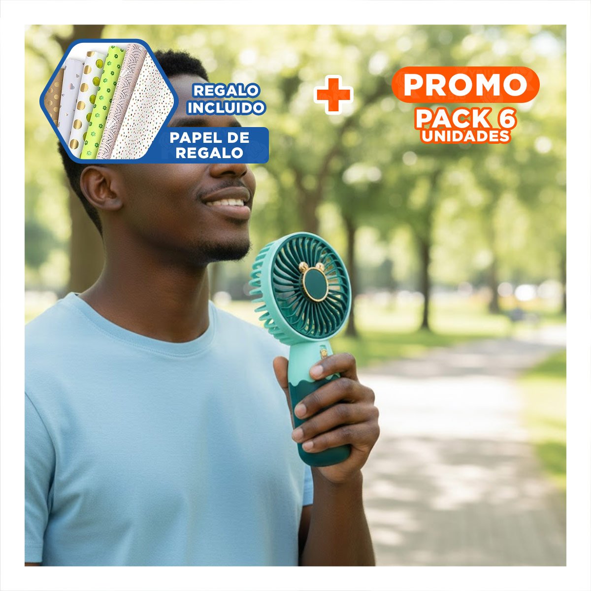 PACK6 CIRCULADOR SOLAR CON OREJITAS PORTATIL RECARGABLE RAPIDO Y+PAPEL REGALO - 1