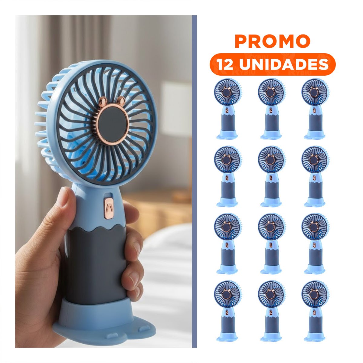 PACK12 VENTILACION RECARGABLE CON OREJITAS PORTATIL MODERNO CONFIABLE Y LIGERO Y+REGALO STICKER - 1