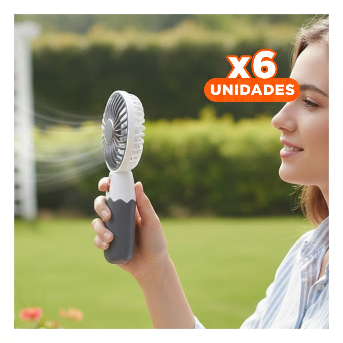 PACK6 VENTILACION SOLAR RECARGABLE CON OREJITAS PORTATIL SEGURO PRACTICO Y+REGALO STICKER - 1