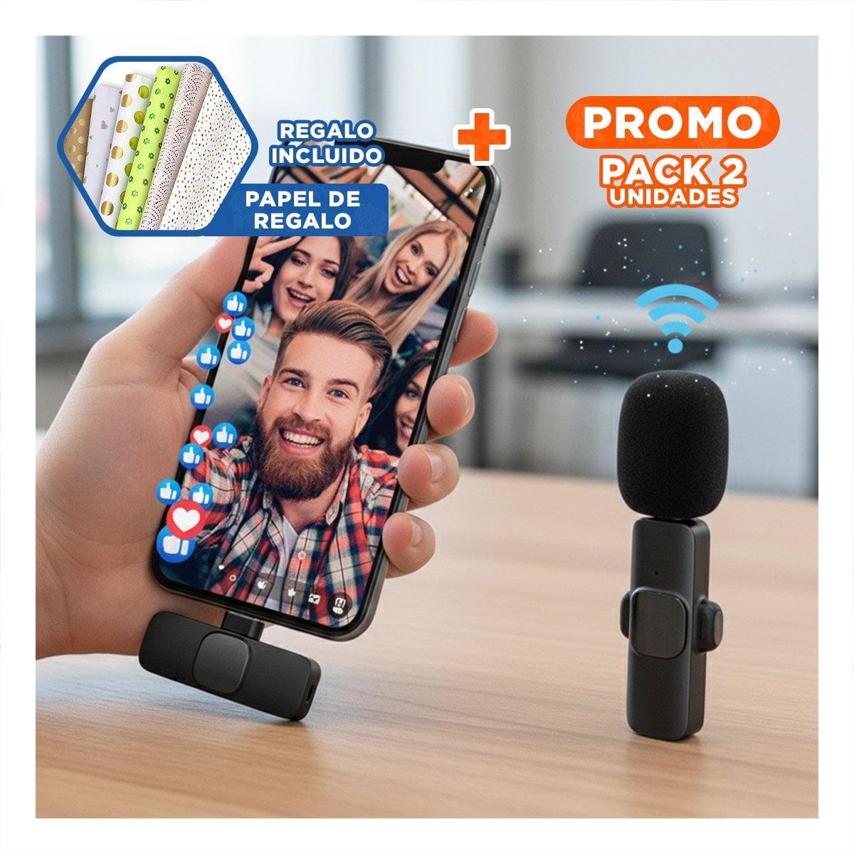 PACK2 RECEPTOR INALAMBRICO SOLAPERO NEGRO COMPACTO PARA STREAMING MOVIL Y+PAPEL REGALO - 1