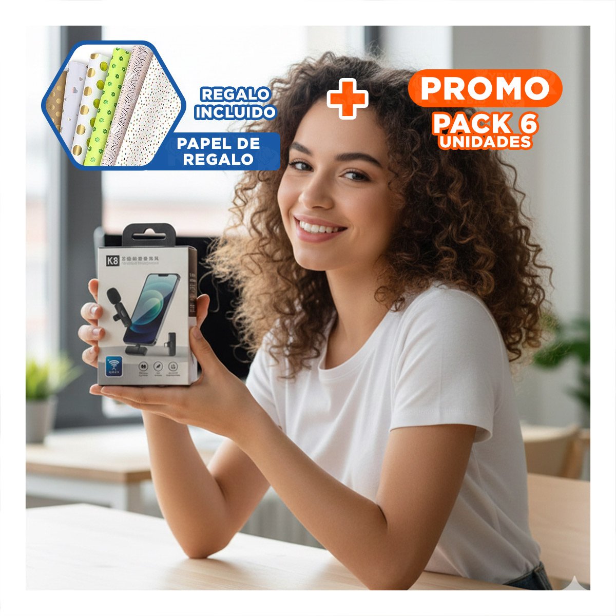 PACK6 DISPOSITIVO INALAMBRICO SOLAPERO NEGRO COMPACTO PARA VIDEO PROFESIONAL Y+PAPEL REGALO - 1