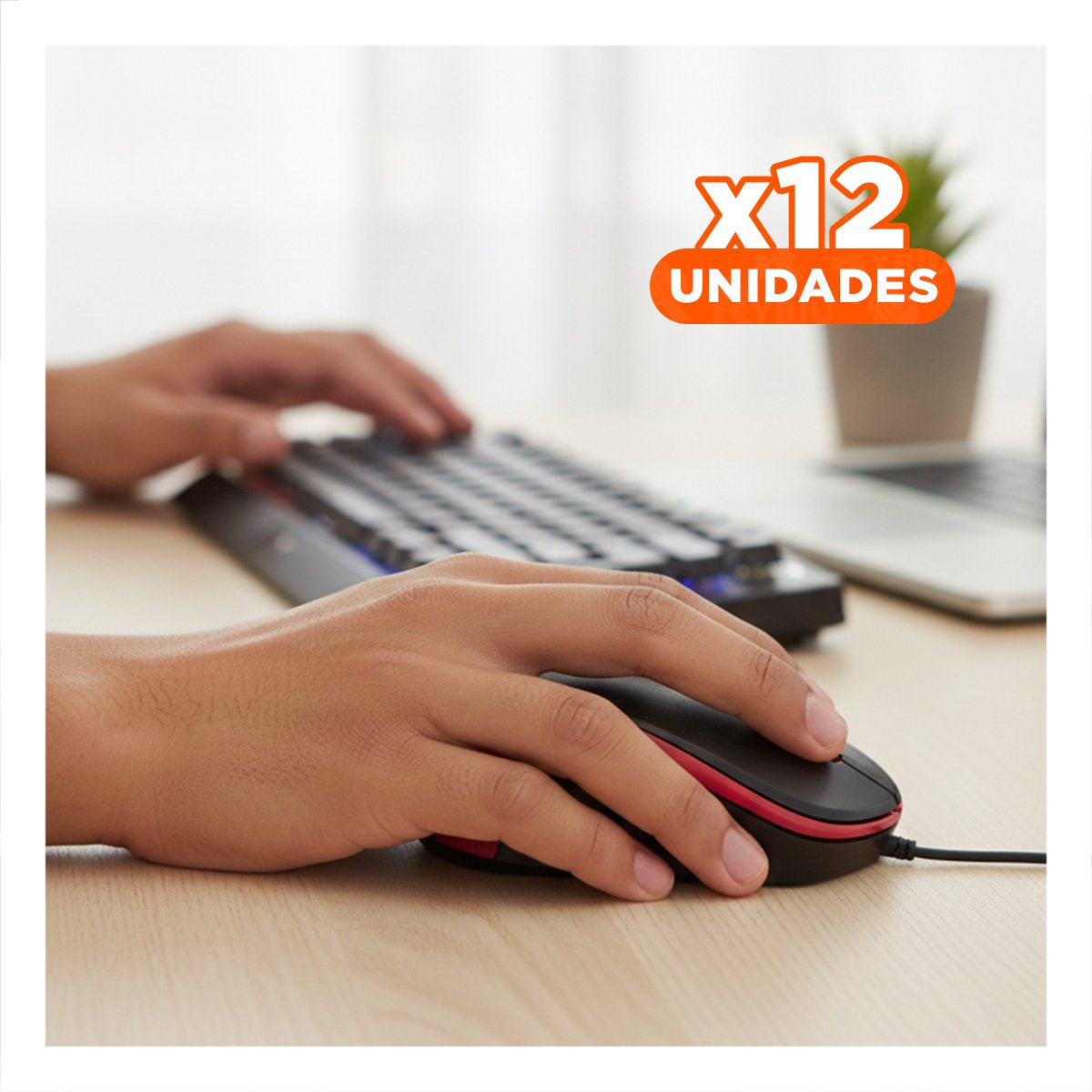 PACK12 RATON CYBERTEL ROJO Y NEGRO USB CON DISENO ATRACTIVO - 1