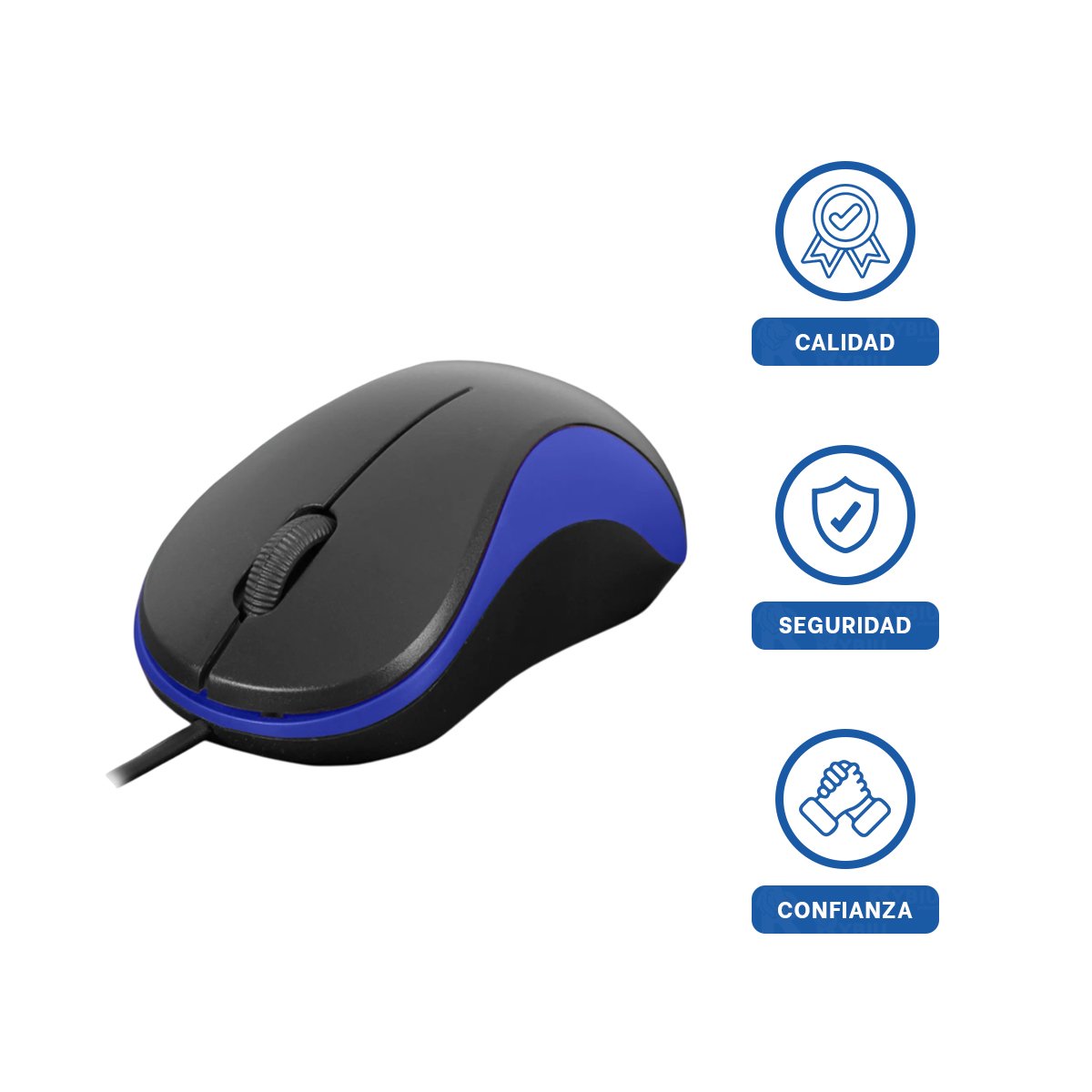 PACK6 MOUSE CYBERTEL AZUL Y NEGRO CON SENSOR OPTICO Y CABLE LARGO Y+REGALO STICKER - 2