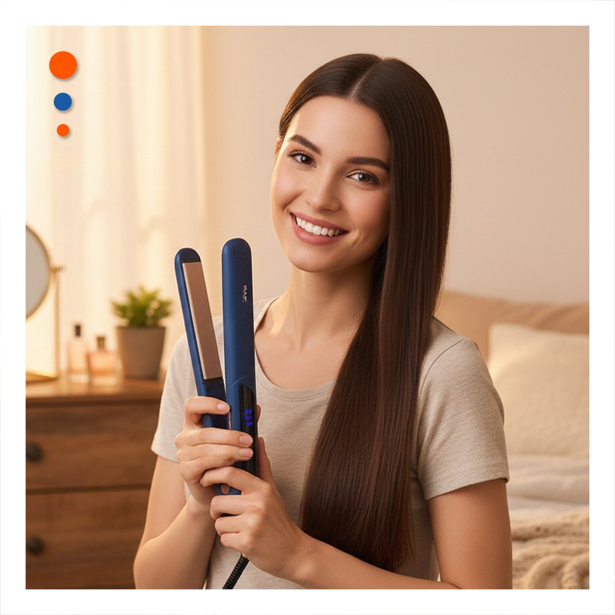 MODELADOR DE CABELLO COLOR AZUL CON CALOR UNIFORME PARA PEINAR CABELLO DIARIO Y+POST IT - 3