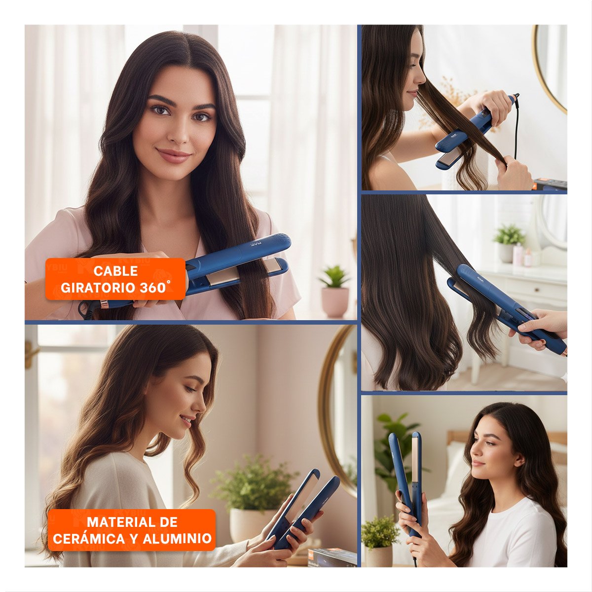 MODELADOR DE CABELLO COLOR AZUL CON CALOR UNIFORME PARA PEINAR CABELLO DIARIO Y+POST IT - 5
