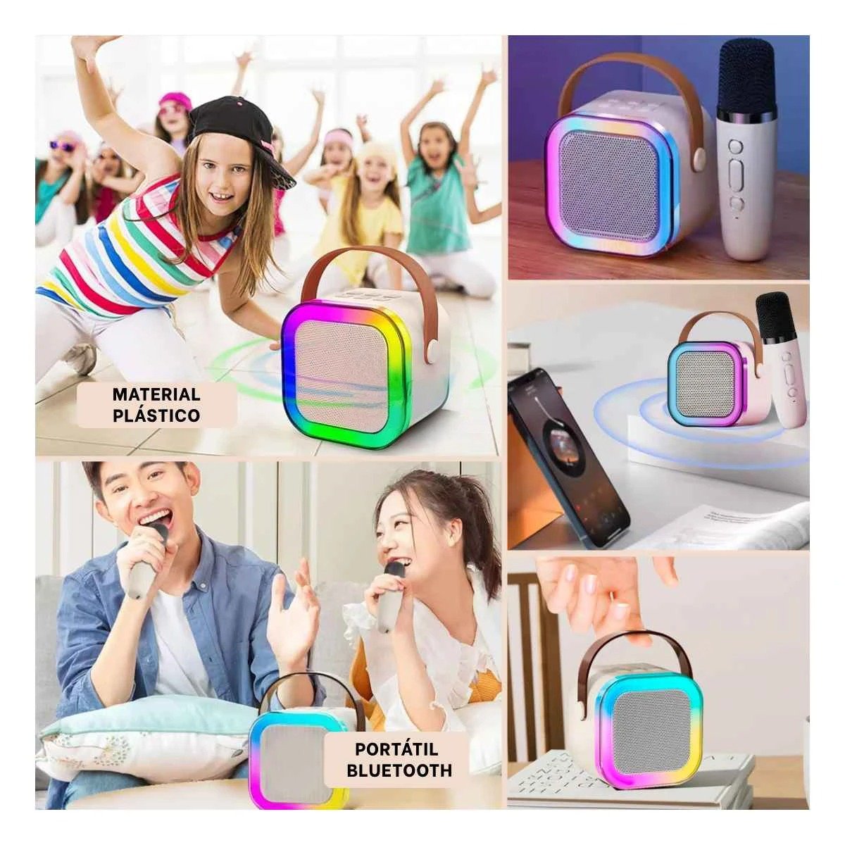 PACK12 REPRODUCTOR PORTATIL BEIGE CON MICROFONO INALAMBRICO MINI ESTABLE Y+PAPEL REGALO - 2
