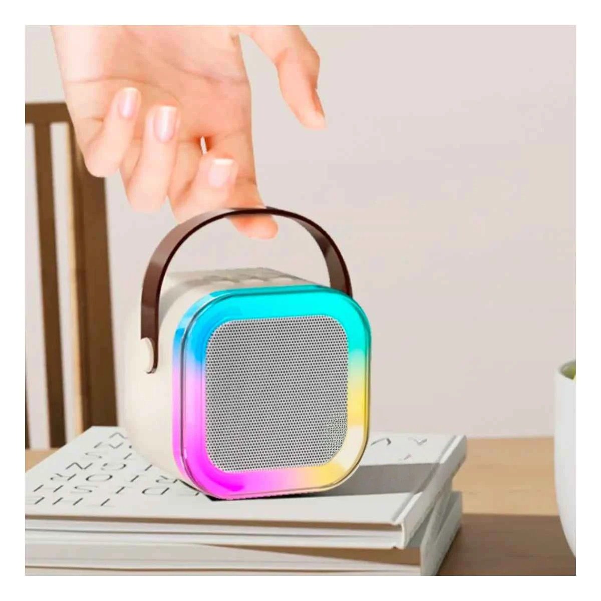 PACK12 REPRODUCTOR PORTATIL BEIGE CON MICROFONO INALAMBRICO MINI ESTABLE Y+PAPEL REGALO - 3