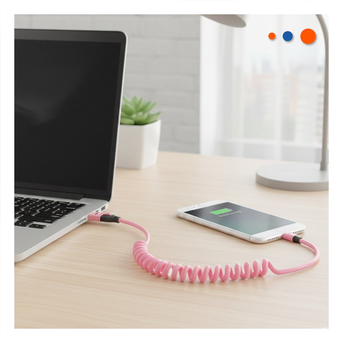 PACK6 CORDON RESORTE 4 EN 1 USB C 1,5M ROSADO CABLE DE CONEXION PARA CELULAR Y+REGALO STICKER - 5