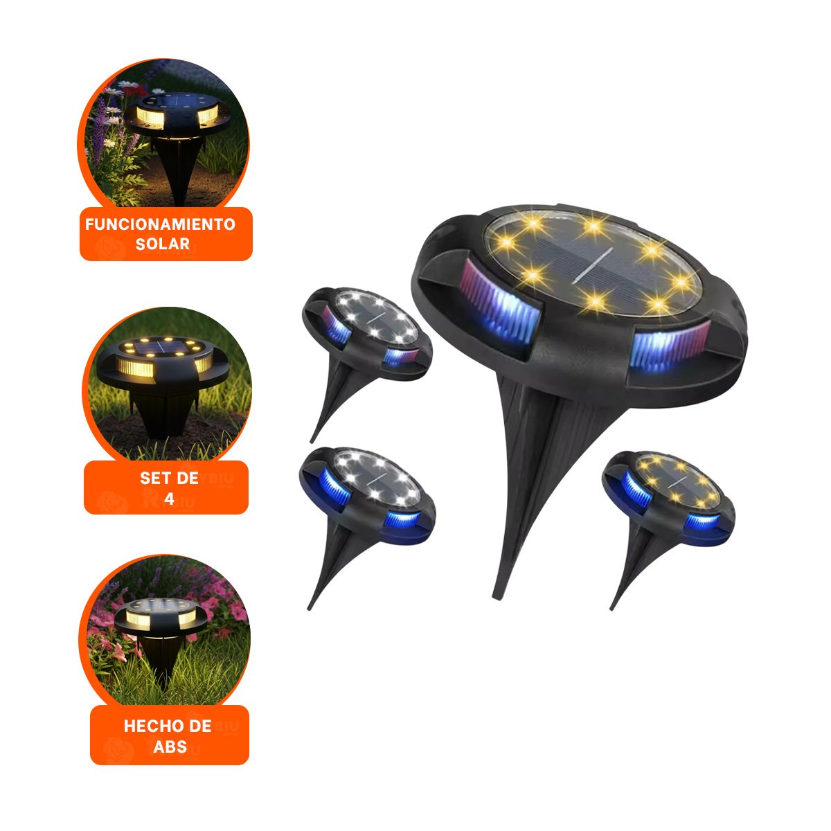 LUZ SOLAR TIPO DISCO 11X13,5CM NEGRO PARA ILUMINACION EXTERIOR DE JARDIN - 3