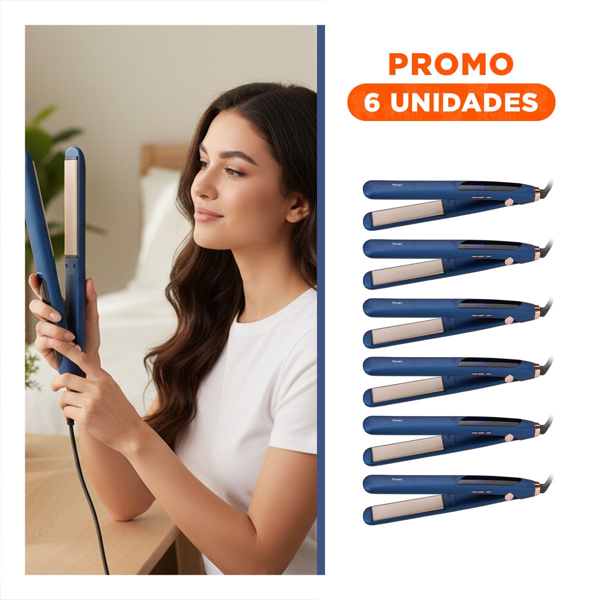 PACK6 PLANCHA DE CABELLO COLOR AZUL CON PLACAS SUAVES PARA ESTILIZAR CABELLO DIARIO - 1