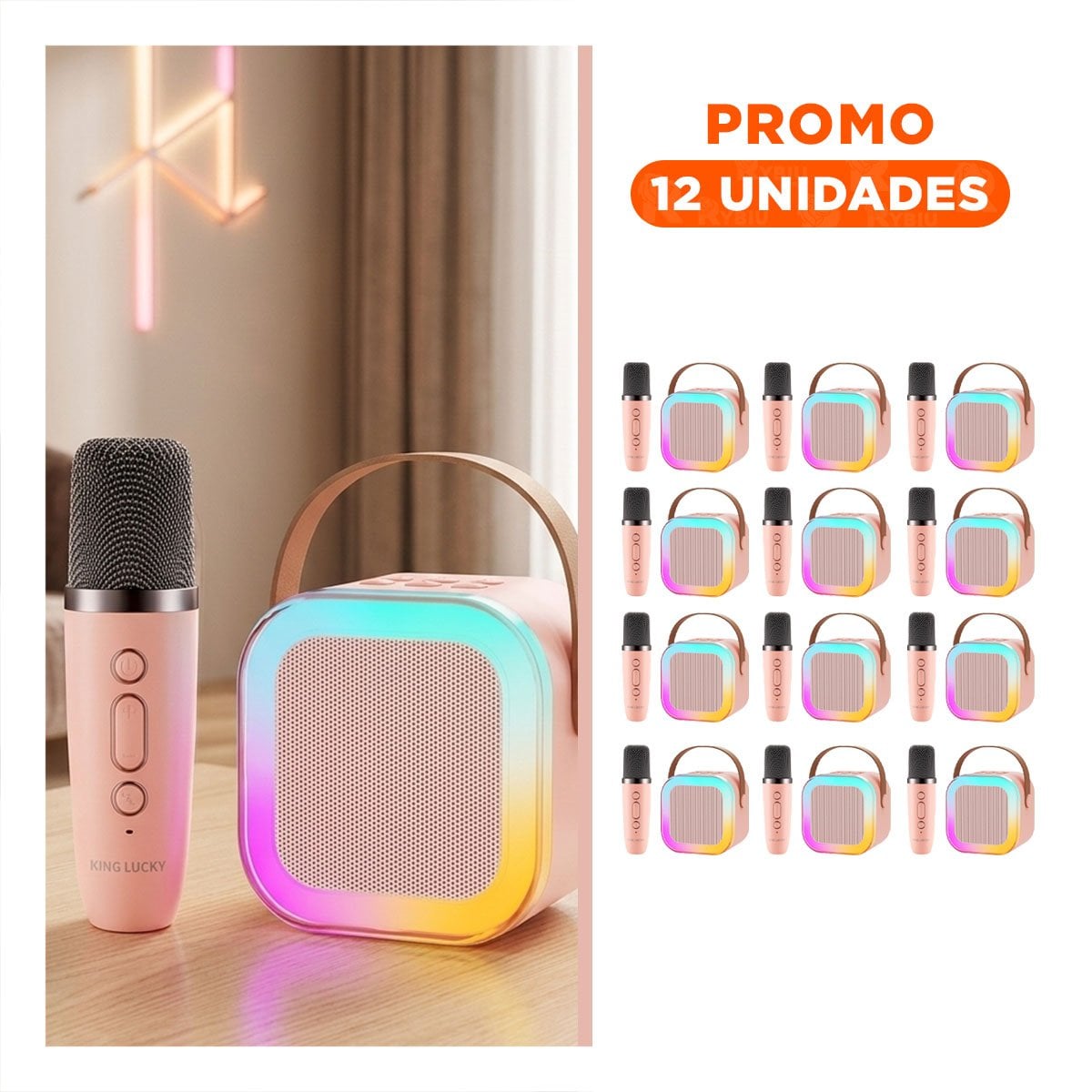 PACK12 DISPOSITIVO RECARGABLE ROSADO CON MICROFONO MINI FUNCIONAL Y AVANZADO Y+REGALO STICKER - 1