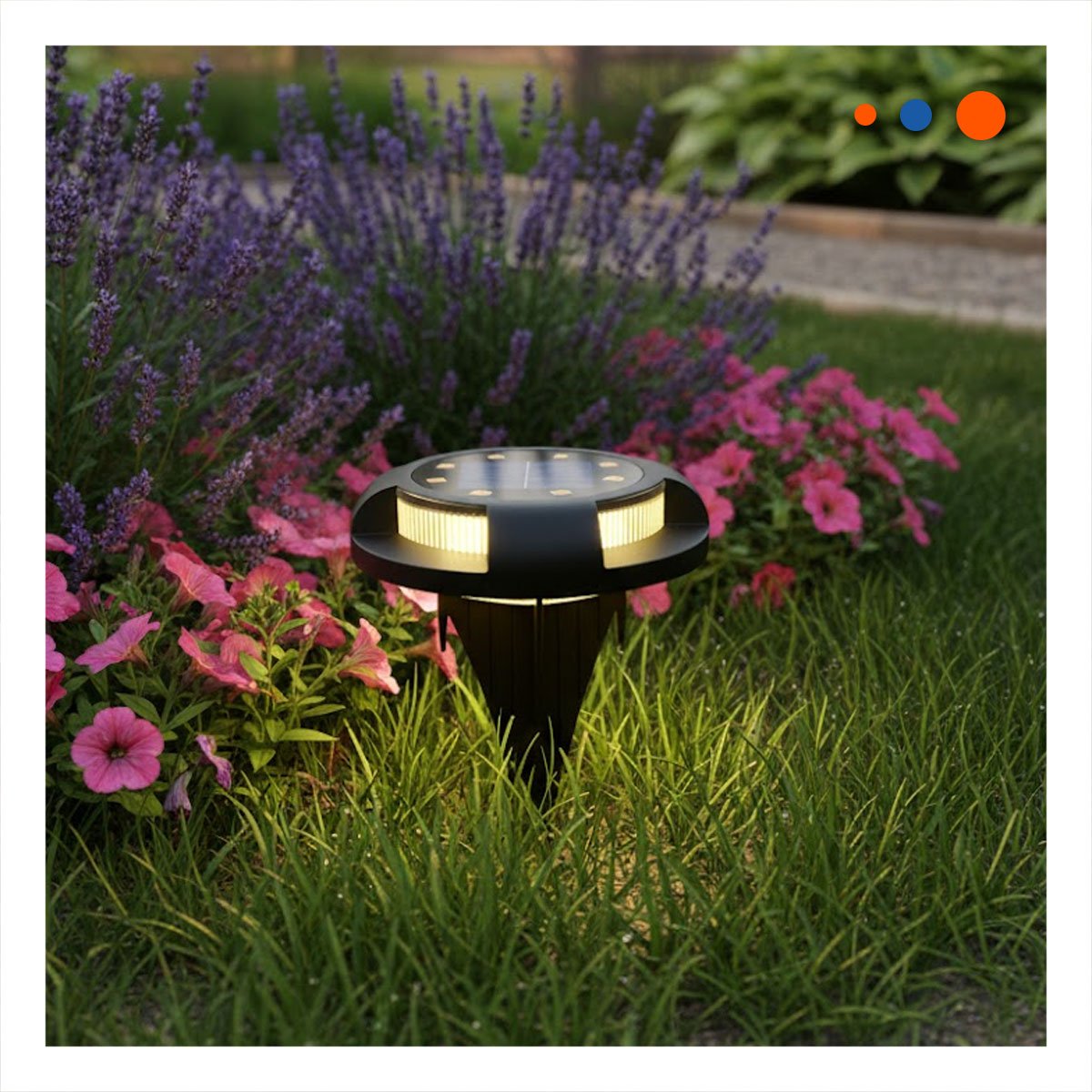PACK4 LUZ SOLAR TIPO DISCO 11X13,5CM NEGRO PARA ILUMINACION DE SENDEROS JARDIN Y+PAPEL REGALO - 2