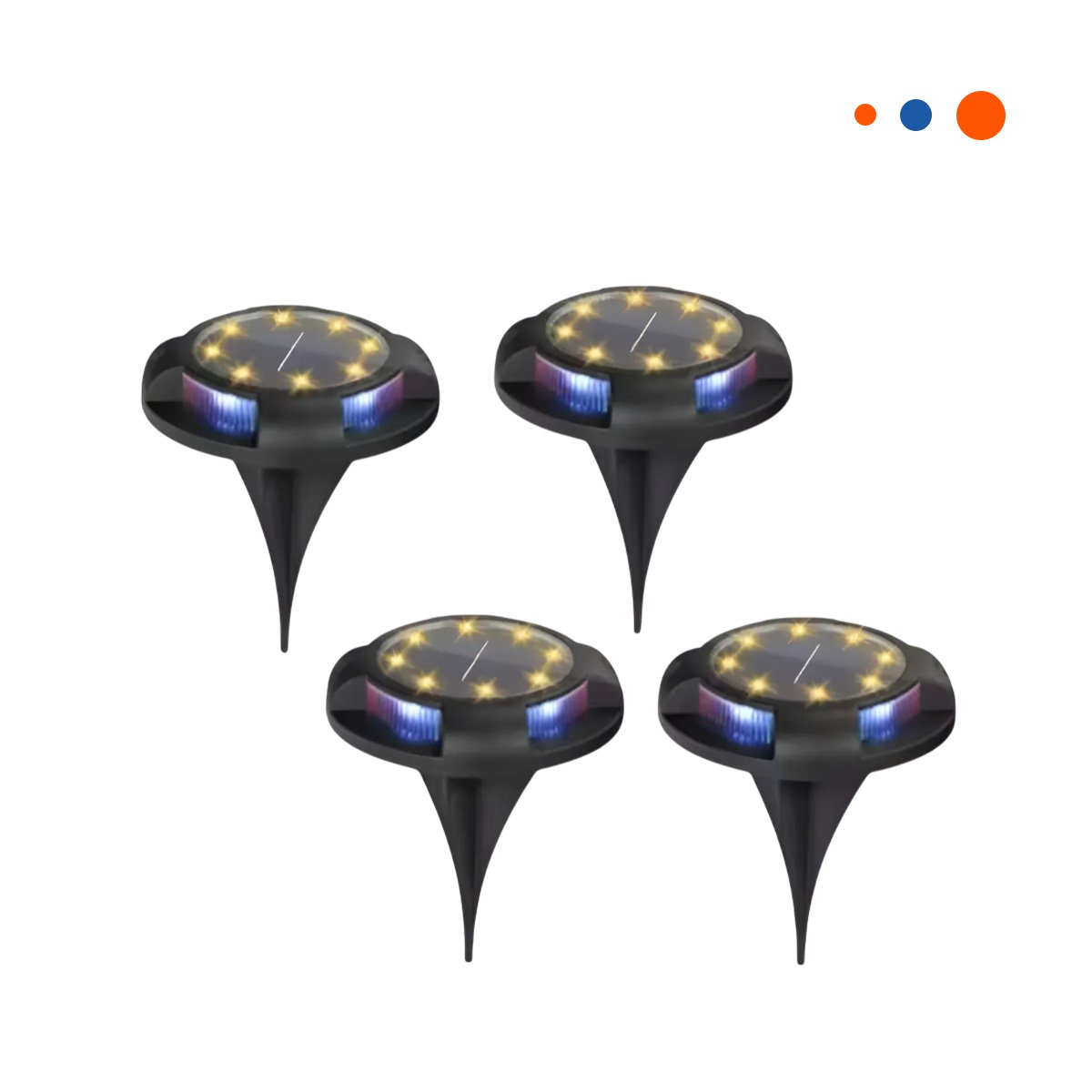 PACK4 LUZ SOLAR TIPO DISCO 11X13,5CM NEGRO PARA ILUMINACION DE SENDEROS JARDIN Y+PAPEL REGALO - 3