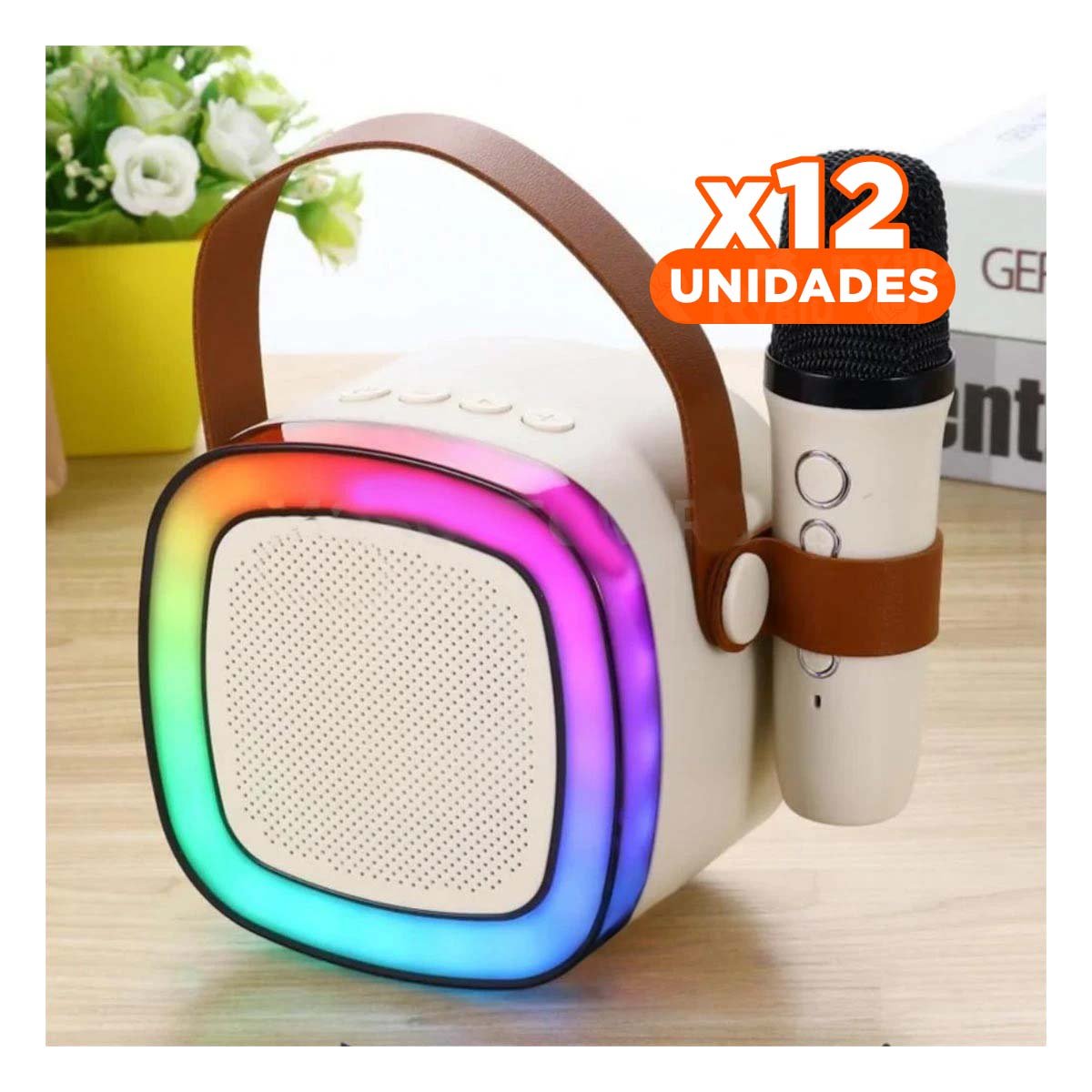 PACK12 REPRODUCTOR MINI BEIGE CON MICROFONO INALAMBRICO USB RAPIDO Y EFICIENTE - 1