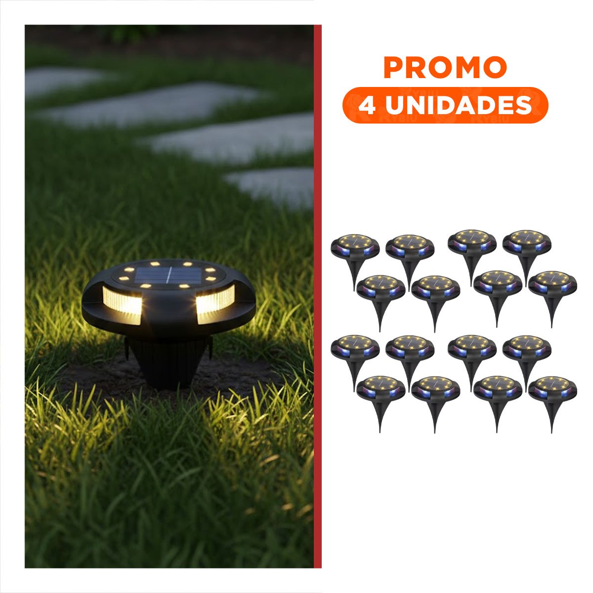 PACK4 ILUMINACION SOLAR TIPO DISCO 11X13,5CM NEGRO PARA DECORACION EN JARDIN Y+REGALO STICKER - 1