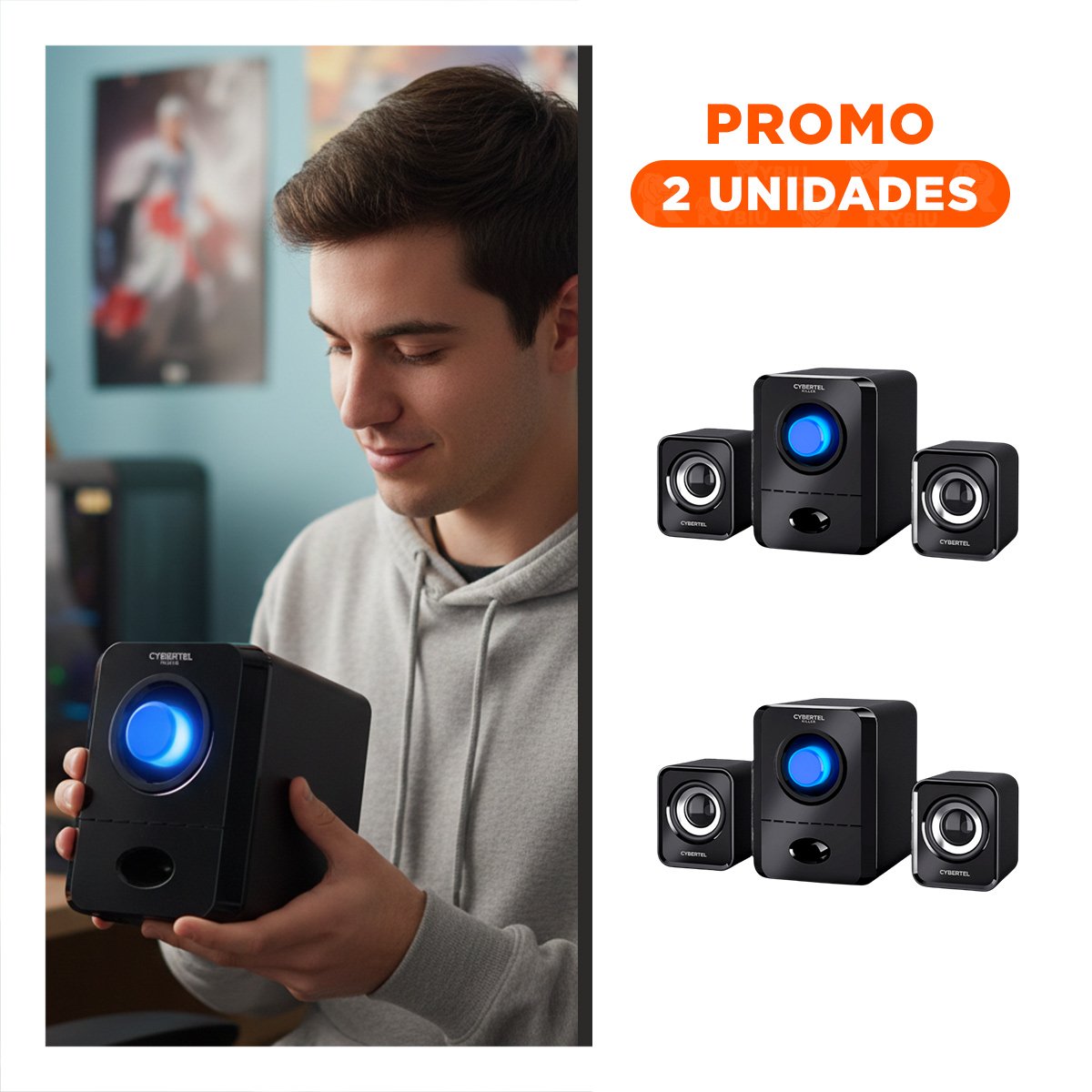 PACK2 SPEAKER CYBERTEL KILLER NEGRO PORTATIL CON BLUETOOTH Y SONIDO POTENTE - 1