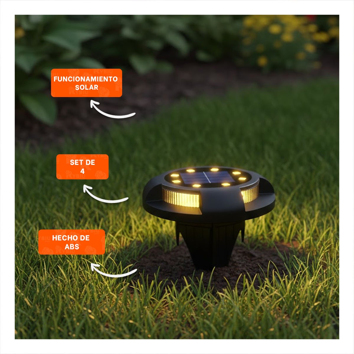 LUZ SOLAR TIPO DISCO 11X13,5CM NEGRO PARA DECORACION EXTERIOR JARDIN Y+POST IT - 2