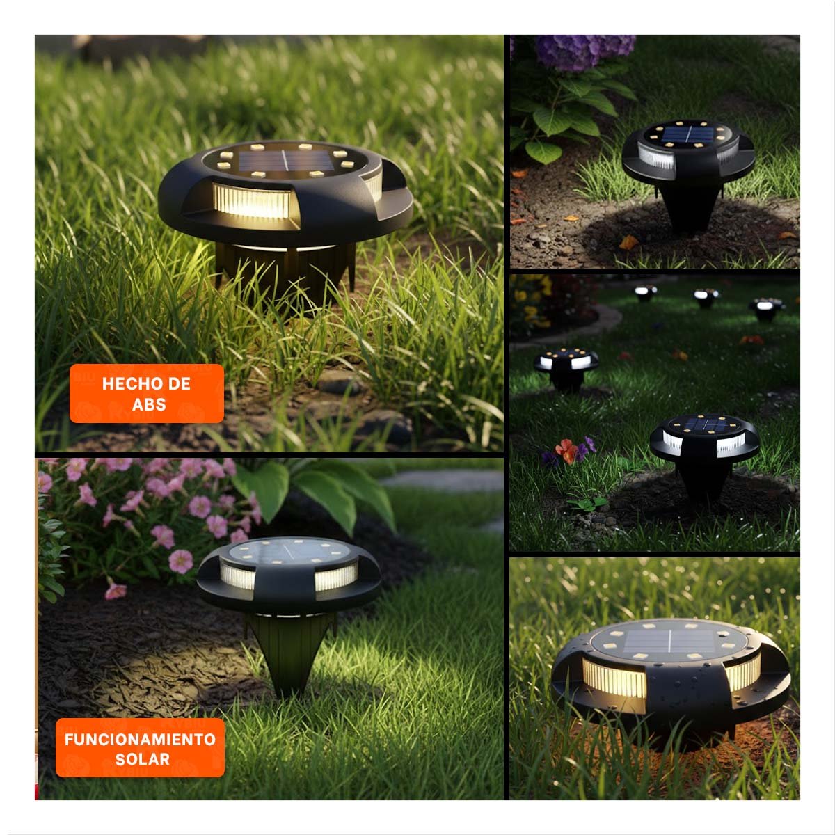 LUZ SOLAR TIPO DISCO 11X13,5CM NEGRO PARA DECORACION EXTERIOR JARDIN Y+POST IT - 5