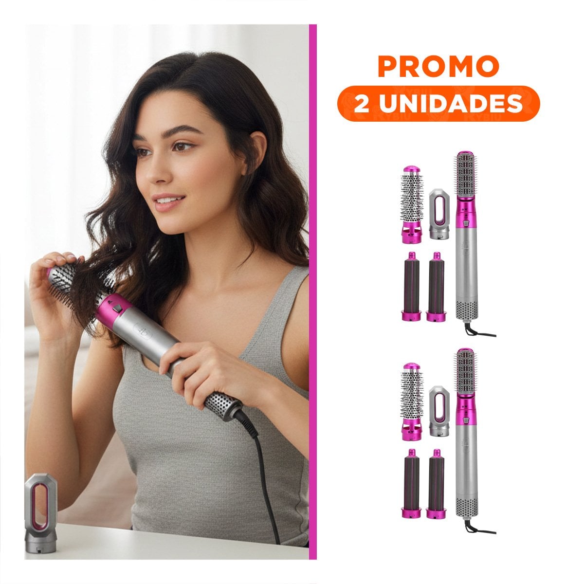PACK2 CEPILLO ELECTRICO 5 EN 1 PLOMO Y FUCSIA CON MOTOR POTENTE - 1