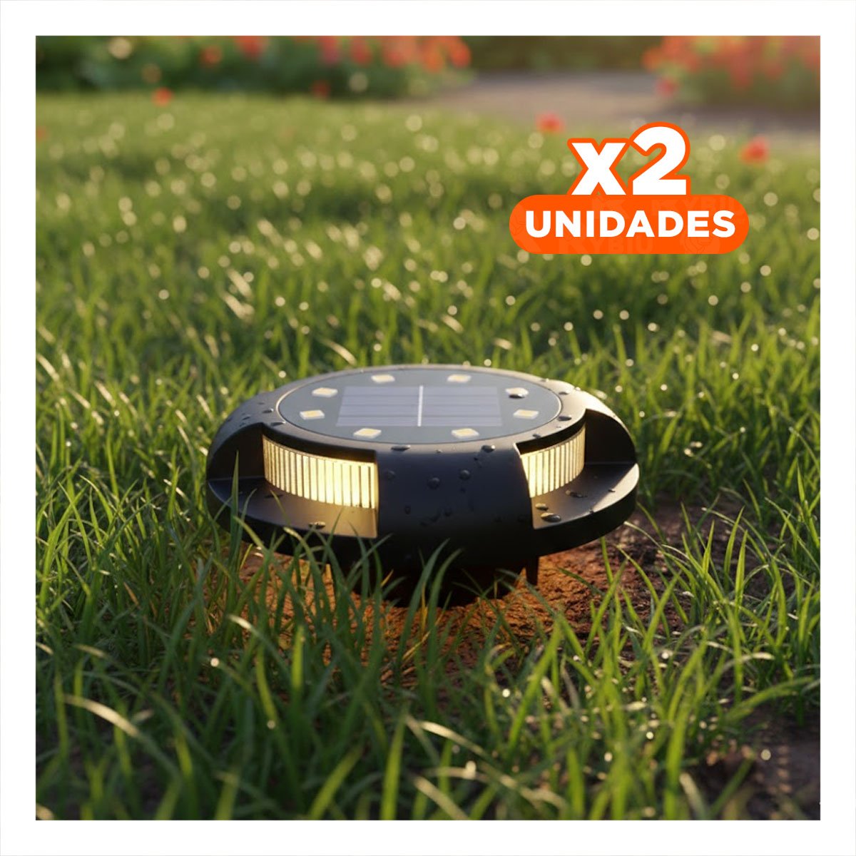 PACK2 FOCO SOLAR TIPO DISCO 11X13,5CM NEGRO PARA DECORACION DE PATIO EXTERIOR Y+REGALO STICKER - 1