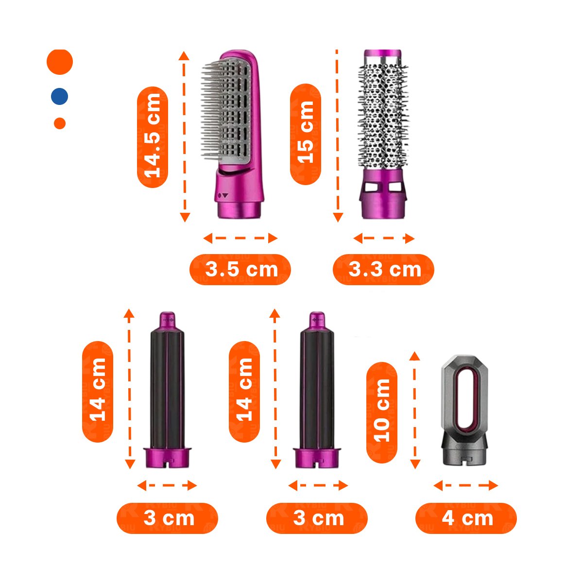 PACK4 CEPILLO ELECTRICO 5 EN 1 PLOMO Y FUCSIA PARA CABELLO LACIO Y+REGALO STICKER - 4