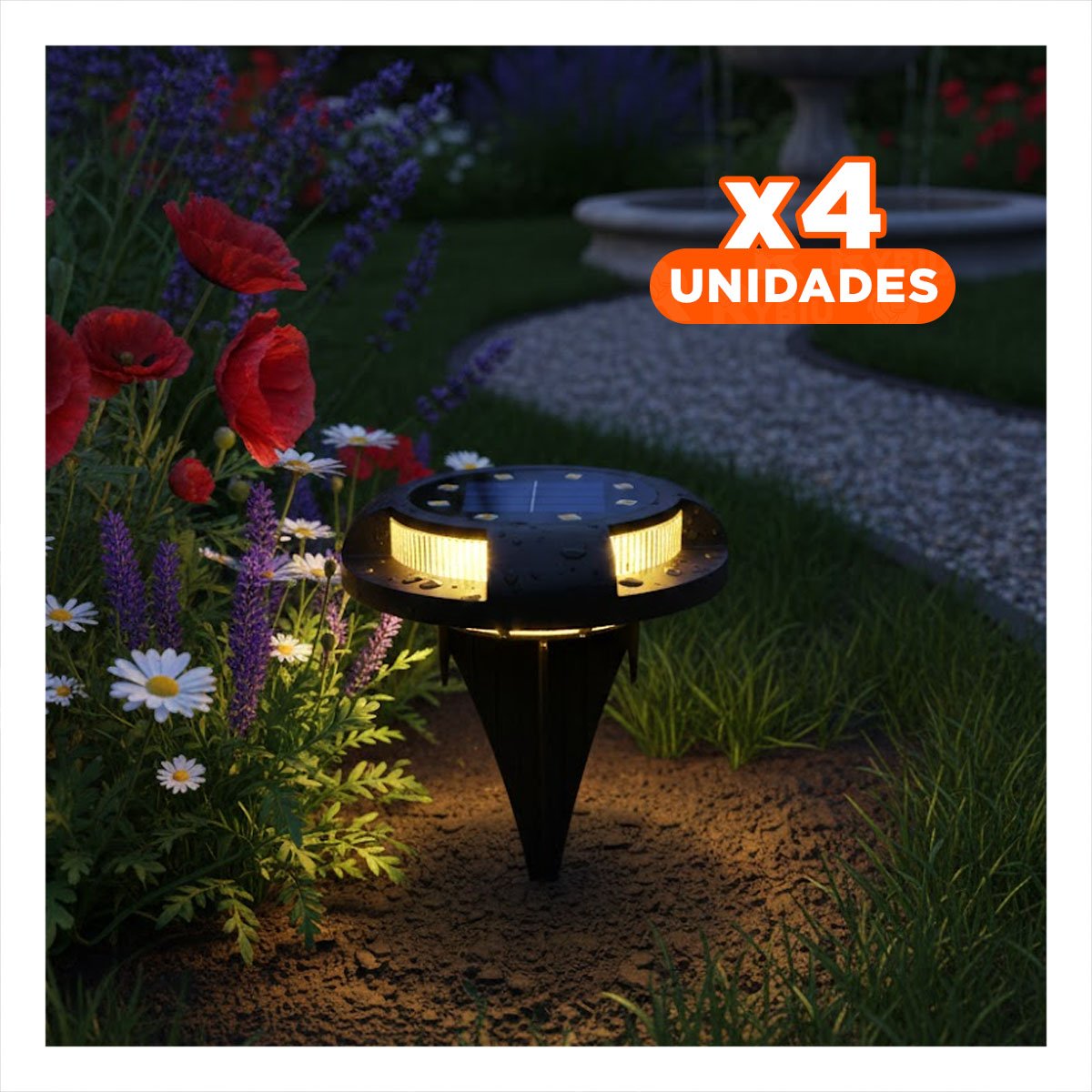 PACK4 REFLECTOR SOLAR TIPO DISCO 11X13,5CM NEGRO PARA ILUMINACION EXTERIOR CASA - 1