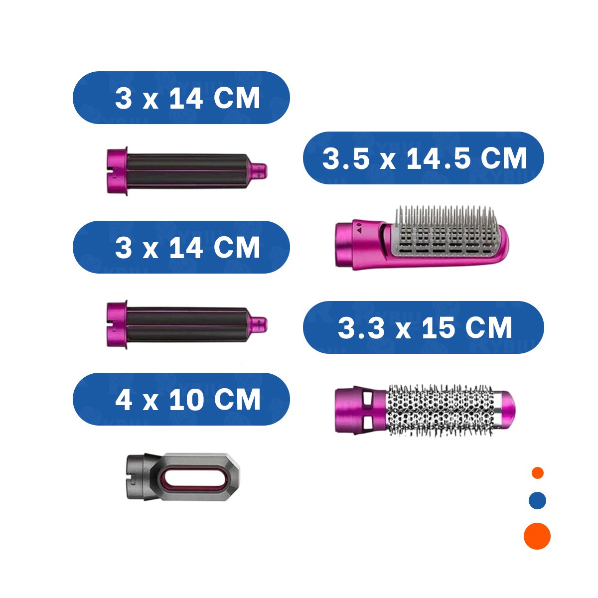 PACK4 PEINADOR SECADOR 5 EN 1 PLOMO Y FUCSIA CON SECADO UNIFORME Y+PAPEL REGALO - 4
