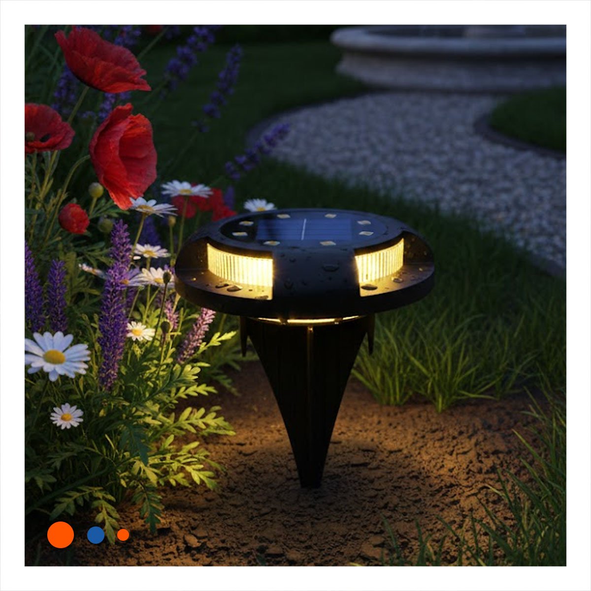 PACK2 ILUMINACION SOLAR TIPO DISCO 11X13,5CM NEGRO PARA ILUMINAR PATIO EXTERIOR - 3