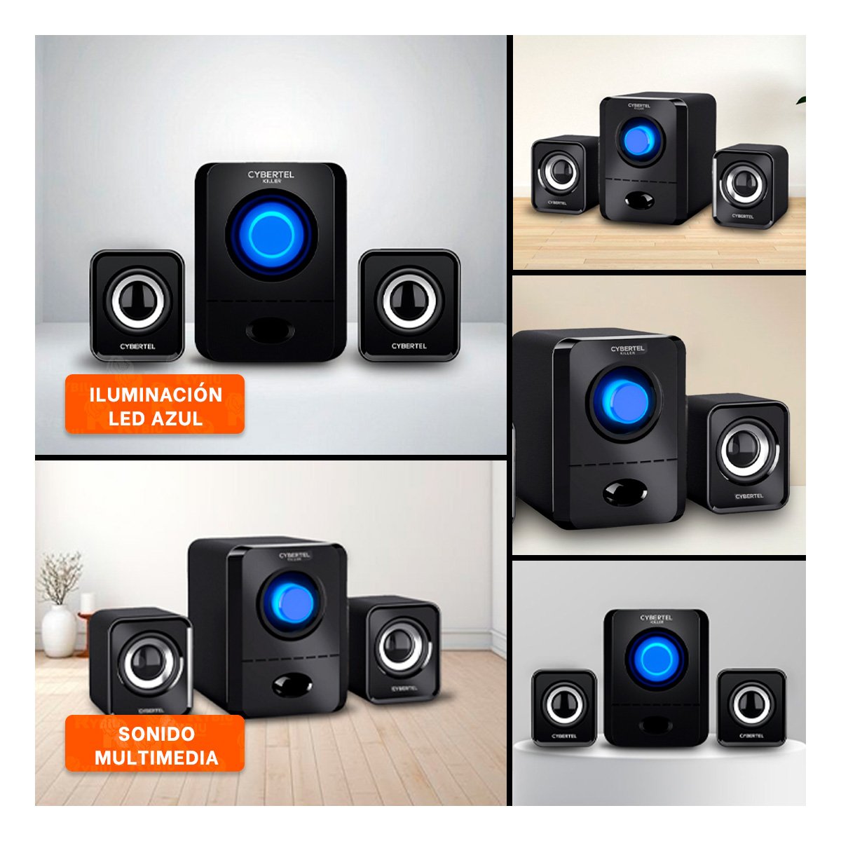 PACK4 SPEAKER CYBERTEL KILLER NEGRO INALAMBRICO CON BATERIA DURADERA Y+REGALO STICKER - 2