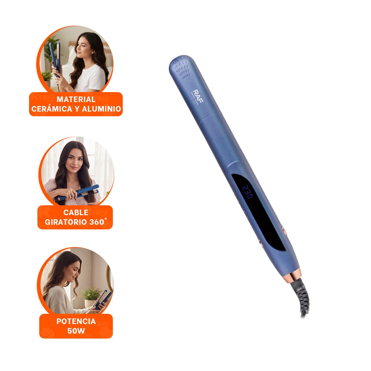 ALISADOR DE CABELLO COLOR AZUL CON TECNOLOGIA DE CALOR PARA ESTILO MODERNO - 3
