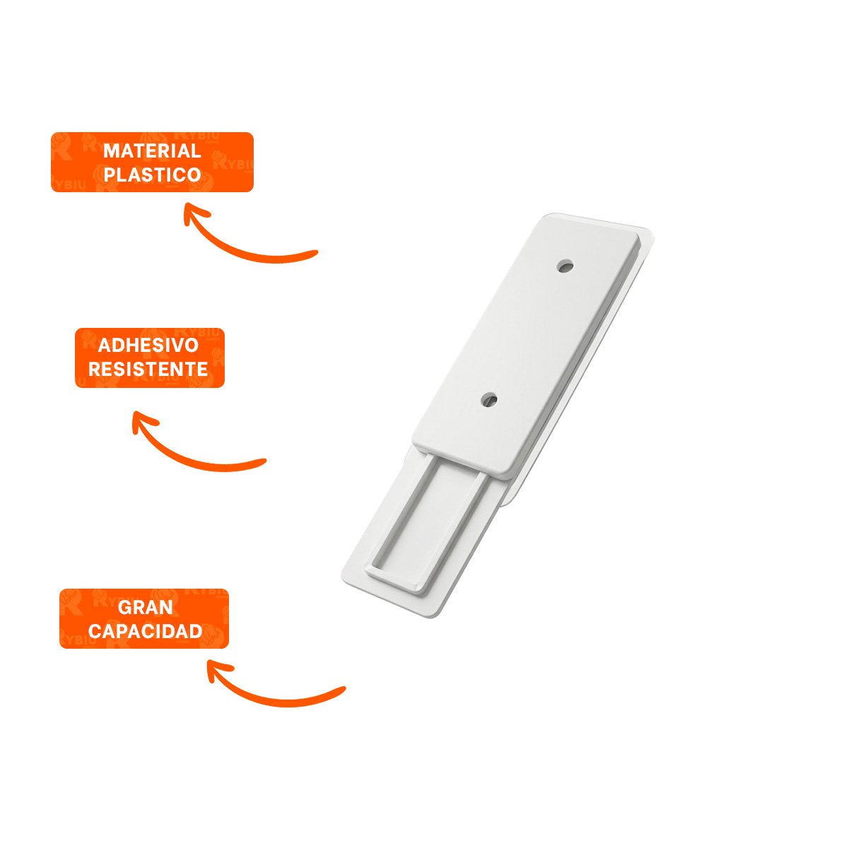 SUJETADOR AUTOADHERENTE PARA EXTENSION BLANCO 10X4CM SOPORTE PARA REGLETA - 3