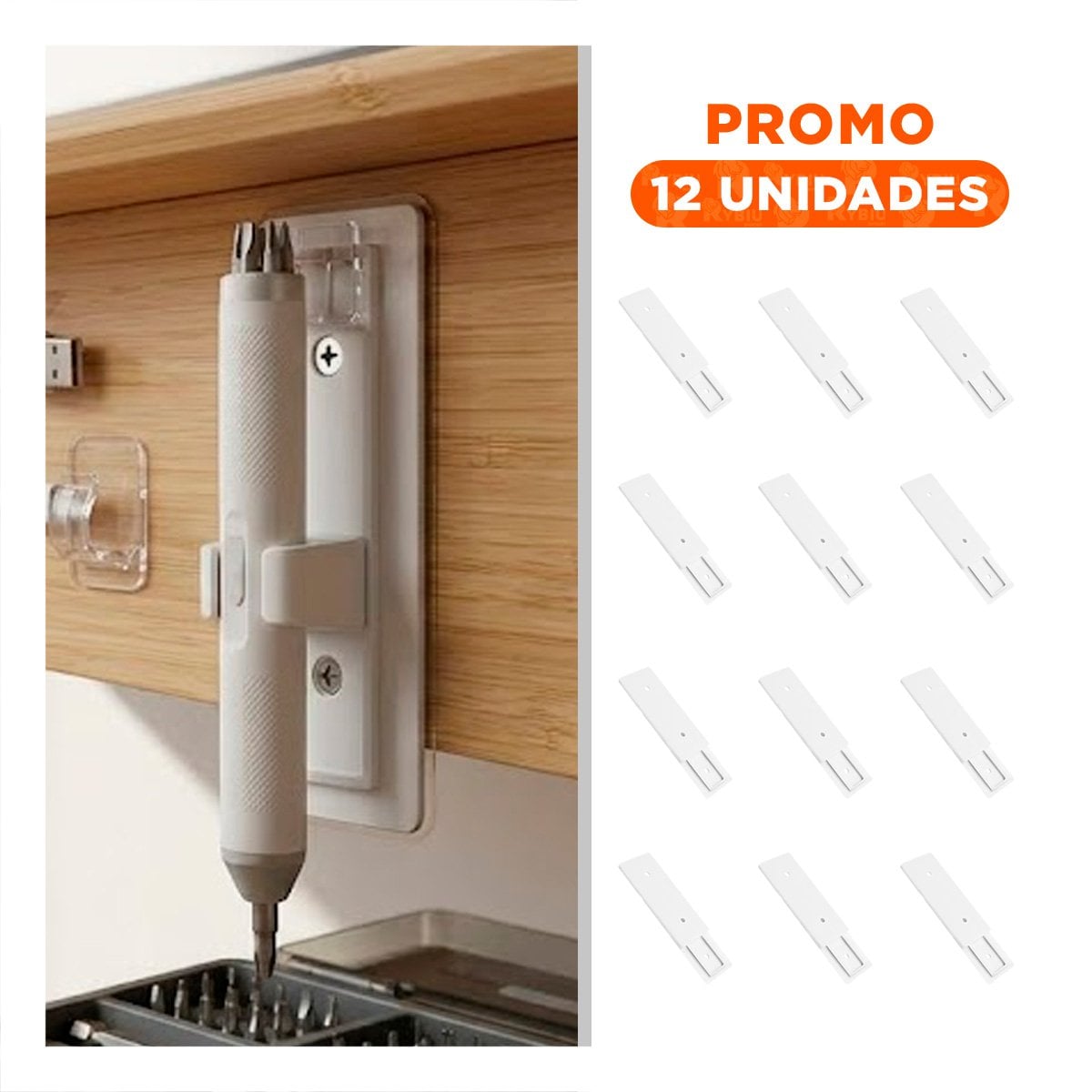 PACK12 MONTAJE AUTOADHERENTE PARA EXTENSION BLANCO 10X4CM SOPORTE Y+REGALO STICKER - 1