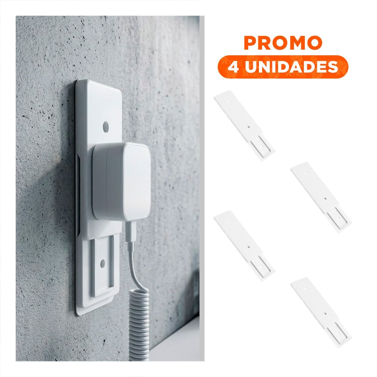PACK4 SUJETADOR AUTOADHERENTE PARA EXTENSION BLANCO 10X4CM BASE PARA EXTENSION Y+REGALO STICKER - 1