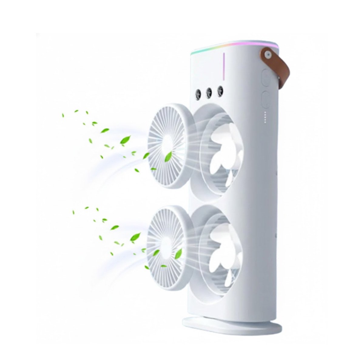 PACK2 HUMIDIFICADOR VENTILADOR CON 2 VENTILADORES BLANCO PARA AIRE DE HOGAR Y+REGALO STICKER - 2